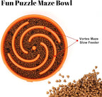 Slow Feeder Large Dog Bowl - Non Slip Maze Puzzle Bowl for Medium Dogs, Prevents Bloat & Choking, Orange
