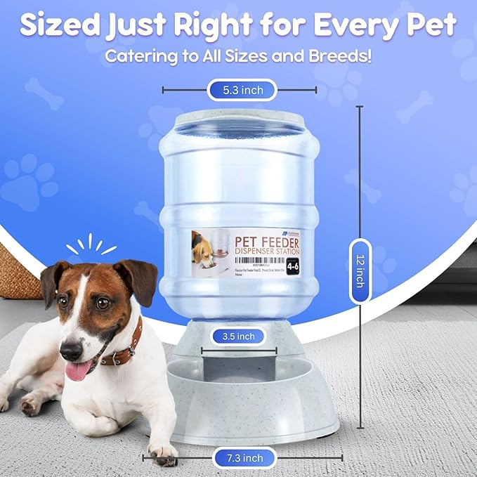 Flexzion Gravity Pet Feeder Food Dispenser (4-6 lb Size) for Dogs Cats Automatic Replenish Dry Food Storage Container Bowl for Small Medium Breed Dog Cat Animal Feeding Watering Fountain Supplies