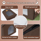 Outdoor Cat House for Shelter Feral Cat, Outside Waterproof Cat House for Outdoor/Indoor Cats, Insulated Cat Bed for All Seasons with Cozy Cushion (Brown, Large Zip Style)