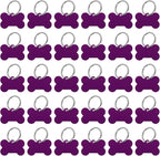 MECCANIXITY Bone Shaped Dog Tag Pet ID Tags, 38mmx25mm/1.5" x1 Metal Purple Blank Dog Tags Cat Tags with Ring for Dog Cat, Pendant Crafts, Pack of 30