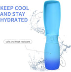 Dog Water Bottle, Travel Puppy Water Bowl, Leak Proof Portable Puppy Water Dispenser, Foldable Dog Water Bottle for for Pets Outdoor Walking, Hiking, Travel, Food Grade Plastic - 19oz Blue
