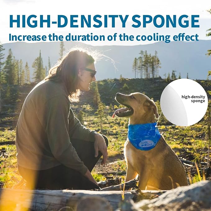 ALL FOR PAWS Dog Cooling Bandana, Cooling Bandanas for Large Dogs, Ice Dog Bandanas, Cooling Neck Wraps for Dogs, Chill Out Blue Neck Cooler (L)