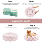 Love's cabin Round Donut Cat and Dog Cushion Bed, 20in Pet Bed for Cats or Small Dogs, Anti-Slip & Water-Resistant Bottom, Super Soft Durable Fabric Pet beds, Washable Luxury Cat & Dog Bed Pink Plaid