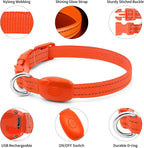 Light Up Dog Collar - Rechargeable LED Dog Collar, Adjustable Reflective Puppy Collar, Glowing Safety Dog Lights for Small Breeds Dogs Cats (Orange)