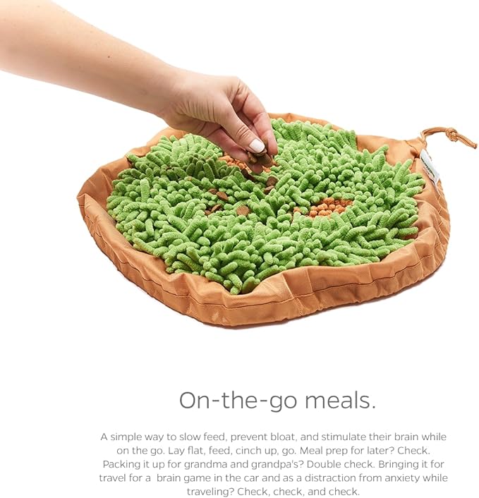 Pet Parents Forager Slow Feeder Bowls with SoftSnout & Non-Slip Backing, Dog Puzzle Toys & Snuffle Mat (Meadow Natural)