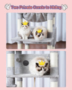 Cat Tree for Indoor Cats Large Adult, 74" Cat Tower with 3 Big Platforms, 2 Baskets, 2 Condos, Multi-Level Cat Scratching Posts, Light Gray GCT030W