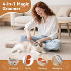 4 in 1 Pet Steam Brush for Shedding,Rechargeable cat brushes for indoor cats,Quiet Detangling Brush for Long Haired Cats and Dogs(Cream Color)