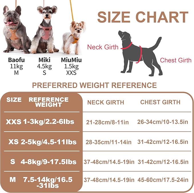 Puppytie No Pull Small Dog Harness with Multifunction Dog Leash,Lightweight Soft Adjustable No Choke Escape Proof Pet Harness Vest Pet Harness Vest,Glossy Oat Brown,S