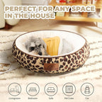 Cat Bed, 23In Dog Beds for Small Dogs, Calming Cat & Dog Beds for Indoor Pets, Pet Beds Comfortable Donut Round Ultra Soft (Leopard, Medium 23in)