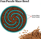Green Slow Feeder Maze Puzzle Bowl - Large Dog Non Slip Food Feeding Dishes, Interactive, Bloat Stop, Choking Prevention