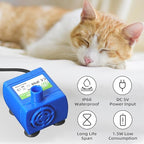 Cat Water Fountain Pump, IP68 DR-DC 160 Submersible Water Pump for Stainless Steel, Ceramic Cat Water Fountain, Cat Water Fountain Flower, Ultra Quiet Pet Fountain Pump (No Led & with Brush)