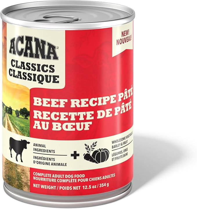 ACANA Classics Pate Wet Dog Food Beef Recipe 12.5oz Cans (12 Count)