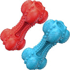 SCHITEC Squeaky Dog Chew Toy for Aggressive Chewers Large Breed, [2 Pack] Tough Interactive Teething Rubber Bone for Big Medium Dogs