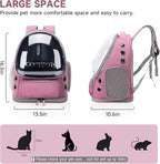 Cat Backpack Carrier, Breathable Cat Carrier Large Space Bubble Pet Backpack for Kitty Small Dog up to 15lbs, Transparent & Foldable Pet Carrier for Travel Hiking（Pink）