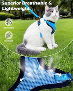 Luxelle 2 Pack Escape-Proof Cat Harness and Leash Set for Walking – Adjustable No Pull Soft Vest with Easy-Wear Buckle, Reflective Straps, Breathable Mesh – Outdoor Travel Harness for Cats & Kittens