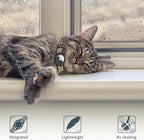 Reflective AirTag Cat Collar, Integrated Cat Tracker Collar with Air Tag Holder and Bell, Safety Elastic Band Cat GPS Collars for Girl Boy Cats, Kittens and Puppies (Khaki,XS)