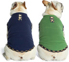 KYEESE 2Pack Dog Shirt Pullover Sweatshirt Stretchy Vest Soft T-Shirt Fleece Coats Lightweight Clothes Sweater for Small Dogs, Navyblue+Green, Large