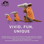 Hollypet Plush Dog Squeaky Toy Stuffed Armadillo Animal Pet Puppy Chew Toys with Clean Teeth for Small Medium Large All Breed Sizes Dogs, Orange, 14 in