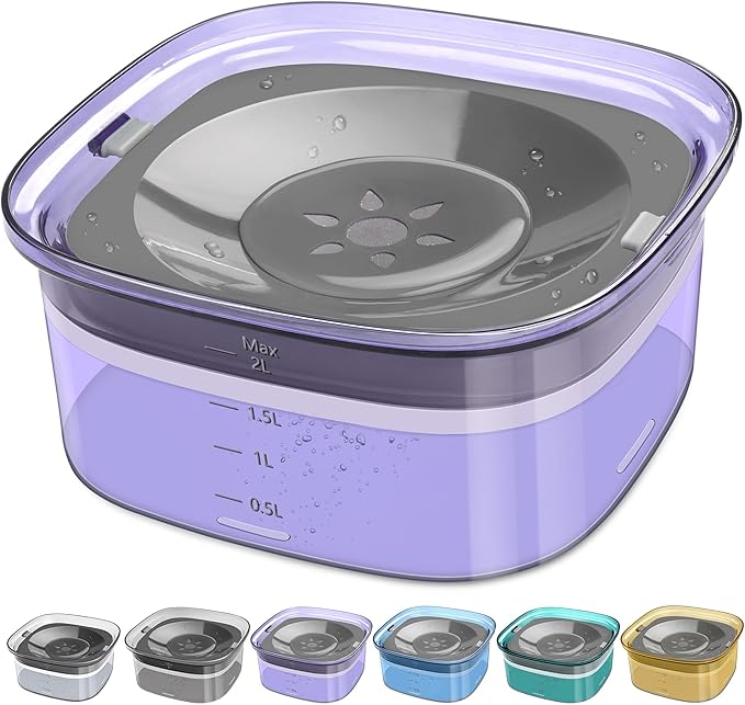 UPSKY 70oz Dog Water Bowl 2L No Spill Dog Bowl Large Capacity Spill Proof Slow Water Feeder, No Splash Dog Bowl Pet Water Dispenser Vehicle Carried Travel Slow Drinking Bowl for Messy Drinkers, Cats