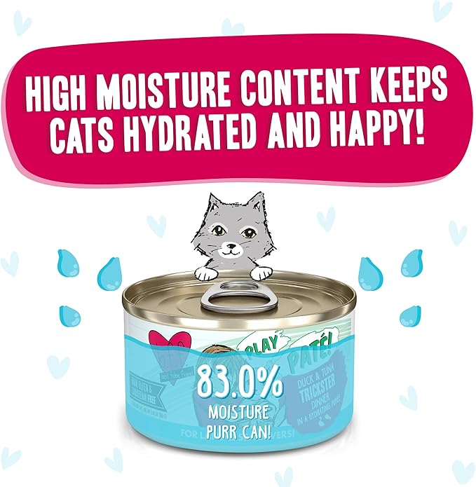 B.F.F. Play - Best Feline Friend Paté Lovers, Aw Yeah!, Duck & Tuna Trickster with Duck & Tuna, 2.8oz Can (Pack of 12)