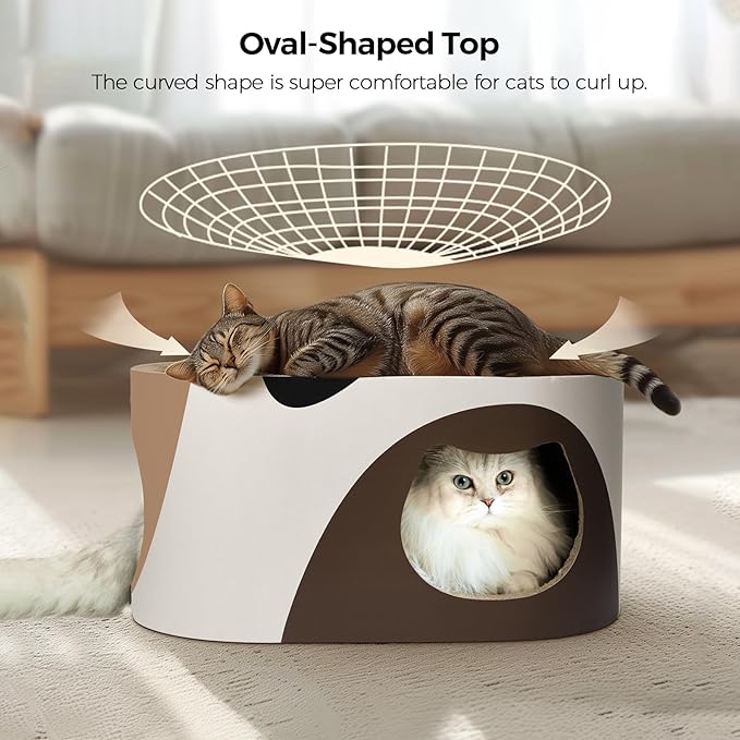 Big Cat Scratcher Lounge, Corrugated Cardboard Cat Scratcher House with Hole, Large Scratching Lounger Bed, Cat Scratching Pad for Indoor Cats as Furniture Protector, Rabbit Cardboard House