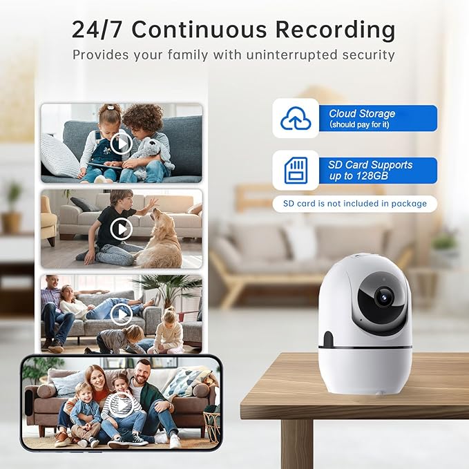 Indoor Security Camera, 5G & 2.4GHz Dog/Puppy/Pet WiFi Security Camera with Phone App, 360° Pan/Tilt Home Cameras Indoor, Smart AI Auto Tracking & Night Vision, US Cloud Storage (2Pack)