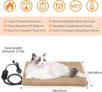 INVENHO Heated Cat Bed, Waterproof Adjustable Temperature Dog Cat Heating Pad with Timer, Indoor Pet Heating Pad for Cats Dogs Electric Pads for Dogs Cats, Pet Heated Pad