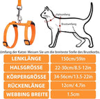 PUPTECK Adjustable Cat Harness and Leash Set Escape Proof Kitten Strap Collar for Walking Travel, Orange, M