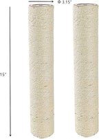 SHENGOCASE 2-Pack 15" L, Ø 3.15" Cat Tree Replacement Post with M8 Bolt, Cat Tower Relacement Post, DIY Cat Scratching Post Replacement Part Pole