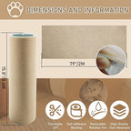 Cat Scratching Climbing Carpet Mat, Self-Adhesive Trimmable Anti Cat Scratcher Couch Furniture Protector from Cat Claws, Cat Post Covered Pad Replacement for DIY Cat Tree (Khaki, 15.8" x 79")