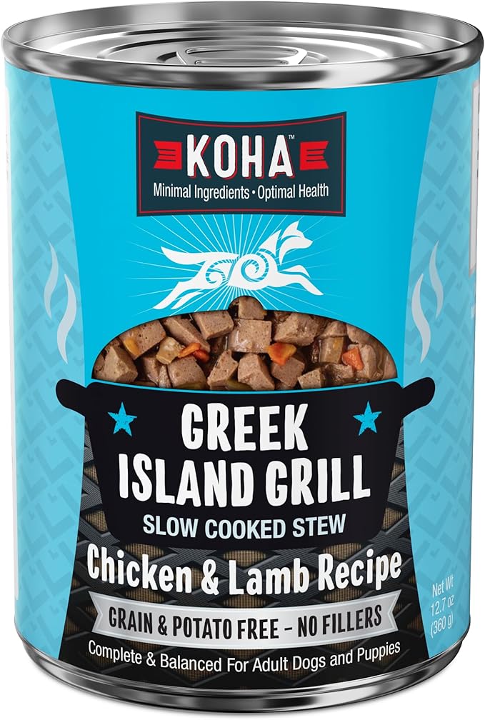 KOHA Greek Island Grill Stew for Dogs with Chicken and Lamb, High Protein Wet Dog Food, 12.7oz Cans (Case of 12)