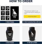 Personalized Custom Small Keepsake Urn Engraved with Pet Name, Date and Cat Design - 5.2" Black Powder Coated Steel Cremation Urn for Cat Ashes - Airtight Closure | 12-16 lb Capacity, RIP - Cat Tail