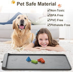 Dog Food Mat - Silicone Dog Mat for Food and Water - 36" x 24" Large Pet Feeding Mats with Residue Collection Pocket - Waterproof Dog Cat Bowl Mat with High Edges to Prevent Water Food Spills (Gray)