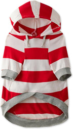 Rocky – The Orginal Lightweight Hooded TEE 100% Organic Cotton Dog Hoodie Pet Coat Sweater for Small, Medium, Large Dogs, Red Bold Stripe, X-Small