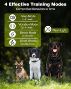 3 Dogs Training Collar with Remote 3 Pack - 3300FT Rechargeable, IPX7 Waterproof Dog Training Collar with Fashlight, E Collar for Small Medium Large Dogs(5-150lbs) - 4 Training Modes, Adjustable Strap