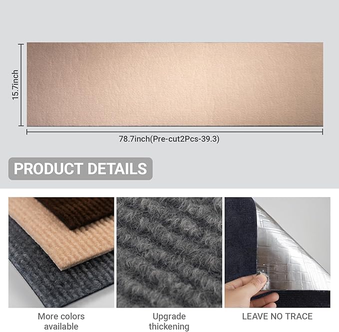 Cat Scratching Mat, Couch Cat Scratch Protector 78.7"x15.8", Cat Scratcher Self-Adhesive Carpet for Furniture Protection, Cat Scratch Post Replacement, DIY Cat Tree Climbing Shelves (Khaki)