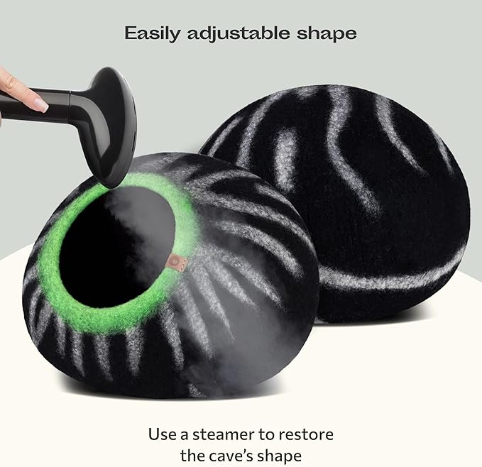 MEOWFIA Cat Cave – Premium Felt Cat Bed for Indoor Cats, Handmade 100% Merino Wool (Vivid Shades) (Medium, Shining Tiger)