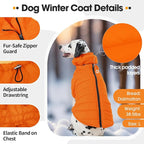 Winter Dog Coat for Extra Large Dogs with Back Zipper Detachable Neck Wrap, Windproof Warm Pet Jacket Vest, Dogs Snowsuit Cold Weather Coat, German, Pointer, Golden Retriever, Orange 2XL