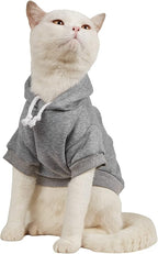 QWINEE Basic Dog Hoodie Sweatshirt Puppy Sweater Warm Cat Costumes Pet Clothes for Chihuahua Puppy Kitten Small Medium Dogs Light Grey X-Small