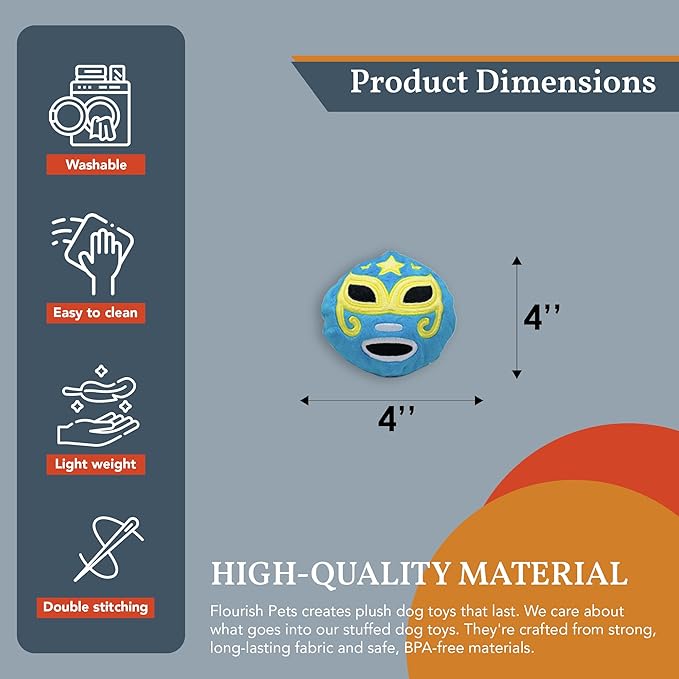 Flourish Pets 2 in 1 Multi-Layer Chew Toy for Active Dogs | Non-Toxic BPA Free Double Stitched Soft Fabric Exterior Dog Toys | Long-Lasting Dog Plush Toys – Lachador 3.5"