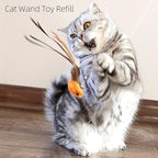 4 Bird Cat Wand Toy Refill for Indoor Cats, Interactive Birds Simulation Set,Door Hanging Feather Cat Toys String Wand Replacement Attachments