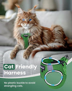 FAYOGOO Cat Harness, Cat Leash and Harness Set for Walking Escape Proof, Harness for Small Cats/Small Dogs, Large Kitten/Puppy Harness and Leash, Harness for Cats S-XXL(Neon Green, Large)