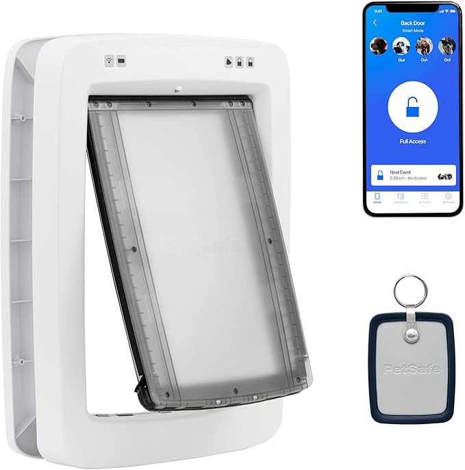 PetSafe SmartDoor App-Controlled Pet Door (Large), Made for Multiple Pets, Selective Entry and Exit, Control Through Your Phone, Smart Dog Door, Wi-Fi Enabled (White - Large)