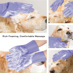 5-Finger Dog Grooming Gloves - High Density Silicone Teeth for Bathing Massage & Shedding Removal for Dogs and Cats
