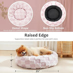 Love's cabin Round Donut Cat and Dog Cushion Bed, 20in Pet Bed for Cats or Small Dogs, Anti-Slip & Water-Resistant Bottom, Super Soft Durable Fabric Pet beds, Washable Luxury Cat & Dog Bed Pink Plaid