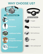 Waterproof Airtag Cat Collar, Breakaway Cat Airtag Collar with Luminous & Reflective Pattern Strap, Lightweight Kitten Collars for Apple Air tag, Hidden Holder for GPS Tracker - Cats, Kittens (9-13")