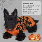 KYEESE Halloween Dog Sweater with Leash Hole Dogs Sweater Pumpkin Turtleneck Dog Knitwear Warm Pet Sweater,XS