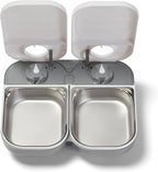 Closer Pets C200 2 Meal Timer-Controlled Automatic Pet Feeder - for Cats and Small Dogs, Wet or Dry Food, Stainless Steel Bowl Inserts and Ice Pack, up to 0.88 lb Each, White