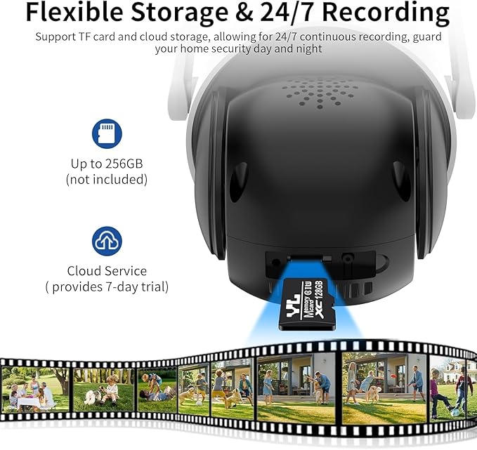 VSTARCAM Dual-Lens Security Cameras Wireless Outdoor, Pan/Tilt 360° View, 2.4GHz WiFi Outside Camera with Color Night Vision, 2-Way Audio, Motion Tracking, Siren, IP66 Weatherproof, Cloud & SD Storage