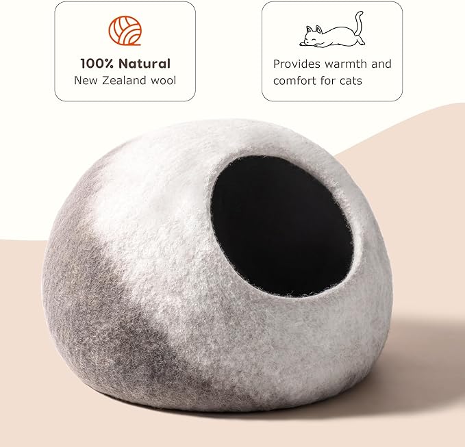 Cat Cave Bed -Handmade Wool Cat Bed Cave, Cat Bed Cat House, Felt Cat Caves for Indoor Cats and Kittens